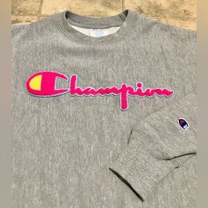 🔥 1990s Champion Crewneck Heavyweight Sweatshirt Large Embroidered Boyfriend Top